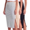 image:image3 Pack Womens Ribbed Midi Skirts High Waisted Pencil Knee Length Work SlitSet 8