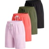 image:image4 Pack Womens Bermuda Shorts 7 Knee Length Athletic Yoga Lounge PocketsSet 3