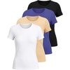 image:image4 Pack Womens Ribbed Tshirts Short Sleeve Crew Neck Tees Basic Tops CasualSet 7