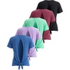 image:image5 Pack Womens Dry Fit Tops Short Sleeve Open Tie Back Crew Neck WorkoutSet 1