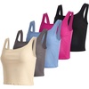 image:image5 Pack Womens Ribbed Crop Tank Tops Square Neck Sleeveless Workout BasicsSet 2