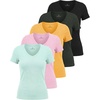 image:image5 Pack Womens Ribbed V Neck T Shirts Short Sleeve Basic Lounge Casual TopsSet 3