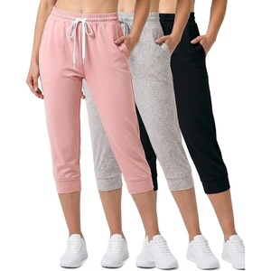 image:image3 Pack Womens Capri Joggers Sweatpants Athletic Yoga Lounge Gym PocketsSet 2