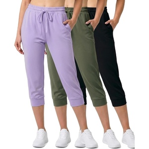 image:image3 Pack Womens Capri Joggers Sweatpants Athletic Yoga Lounge Gym PocketsSet 3