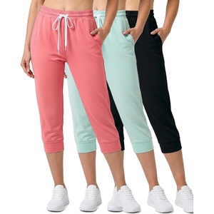 image:image3 Pack Womens Capri Joggers Sweatpants Athletic Yoga Lounge Gym PocketsSet 5