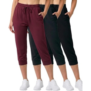 image:image3 Pack Womens Capri Joggers Sweatpants Athletic Yoga Lounge Gym PocketsSet 8