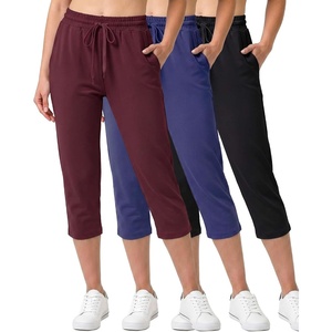 image:image3 Pack Womens Capri Pants Athletic Casual Sweatpants Summer Yoga PocketsSet 1