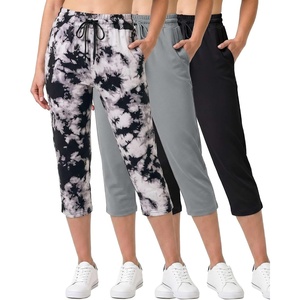 image:image3 Pack Womens Capri Pants Athletic Casual Sweatpants Summer Yoga PocketsSet 2