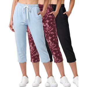 image:image3 Pack Womens Capri Pants Athletic Casual Sweatpants Summer Yoga PocketsSet 7