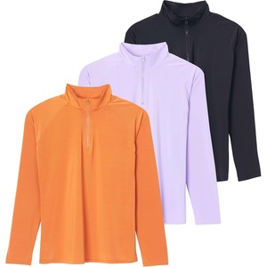 image:image3 Pack Womens Rash Guard Swim Shirts Quarter Zip Long Sleeve High Neck UPFSet 8