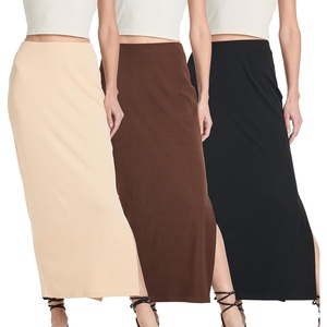 image:image3 Pack Womens Ribbed Maxi Long Skirts High Waisted with Side Slit PencilSet 2