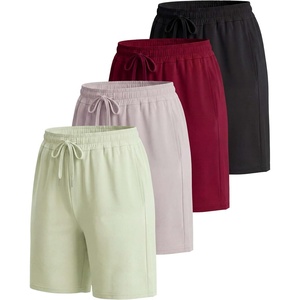 image:image4 Pack Womens Bermuda Shorts 7 Knee Length Athletic Yoga Lounge PocketsSet 1