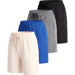 image:image4 Pack Womens Bermuda Shorts 7 Knee Length Athletic Yoga Lounge PocketsSet 4