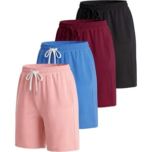 image:image4 Pack Womens Bermuda Shorts 7 Knee Length Athletic Yoga Lounge PocketsSet 6