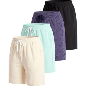 image:image4 Pack Womens Bermuda Shorts 7 Knee Length Athletic Yoga Lounge PocketsSet 9