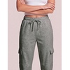 image:image3 Pack Womens Fleece Cargo Sweatpants Lounge Casual Sweat Pants PocketsSolid Black  Charcoal Heather  Grey Heather