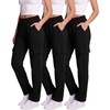 image:image3 Pack Womens Fleece Cargo Sweatpants Lounge Casual Sweat Pants PocketsSolid Black  Solid Black  Solid Black