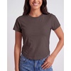 image:image3 Pack Womens Cropped Cap Sleeve Tops Cotton Basic Tees Going Out ShirtsSolid Black  Solid Chocolate Torte  Solid Moonbeam