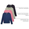 image:image4 Pack Womens Long Sleeve Cotton V Neck Tshirts Basic Tees Tops UndershirtSet 4