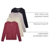 image:image4 Pack Womens Long Sleeve Cotton V Neck Tshirts Basic Tees Tops UndershirtSet 5