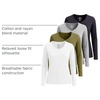 image:image4 Pack Womens Long Sleeve Cotton V Neck Tshirts Basic Tees Tops UndershirtSet 8