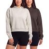 image:image2 Pack Womens Cropped Hoodies Crop Sweatshirt Ladies Fleece Pullover TopSolid Chocolate Torte  Solid Moonbeam