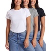 image:image3 Pack Womens Cropped Cap Sleeve Tops Cotton Basic Tees Going Out ShirtsSolid Black  Grey Heather  Solid Bright White