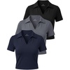 image:image3 Pack Womens Golf Polo Shirts V Neck Short Sleeve Dry Fit Collared TopsSolid Black  Solid Navy Blazer  Solid Quiet Shade