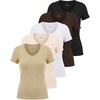 image:image5 Pack Womens Ribbed V Neck T Shirts Short Sleeve Basic Lounge Casual TopsSet 1