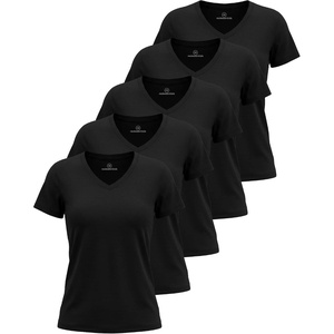 image:image5 Pack Womens V Neck Tshirts Short Sleeve Dry Fit Workout Tops Tees ShirtsSolid Black  Solid Black  Solid Black  Solid Black  Solid Black