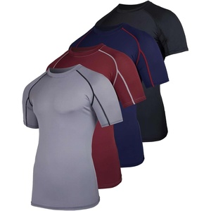 image:image4 Pack Mens Compression Shirts Short Sleeve Undershirts Base Layer Gym TeesSet C