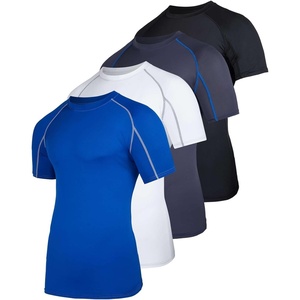 image:image4 Pack Mens Compression Shirts Short Sleeve Undershirts Base Layer Gym TeesSet E