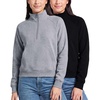 image:imageReal Essentials Ladies LS Fleece Half Zip Pullover SweatshirtSolid Black  Grey Heather