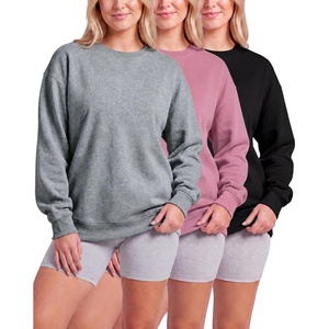 image:image3 Pack Womens Fleece Oversized Baggy Crewneck Sweatshirt Pullover SweaterSolid Black  Solid Cashmere Rose  Grey Heather
