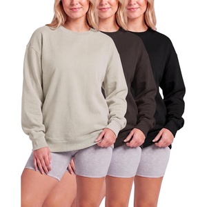 image:image3 Pack Womens Fleece Oversized Baggy Crewneck Sweatshirt Pullover SweaterSolid Black  Solid Chocolate Torte  Solid Moonbeam