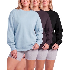 image:image3 Pack Womens Fleece Oversized Baggy Crewneck Sweatshirt Pullover SweaterSolid Black  Solid Plum Perfect  Solid Ballad Blue