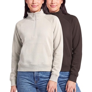 image:imageReal Essentials Ladies LS Fleece Half Zip Pullover SweatshirtSolid Chocolate Torte  Solid Moonbeam