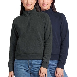 image:imageReal Essentials Ladies LS Fleece Half Zip Pullover SweatshirtSolid Navy Blazer  Charcoal Heather
