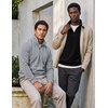 image:image2 Pack Mens Fleece Sweatshirt Sweater Half Zip Pullover Long Sleeve CasualSolid Black  Grey Heather