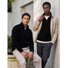 image:image2 Pack Mens Fleece Sweatshirt Sweater Half Zip Pullover Long Sleeve CasualSolid Black  Solid Black