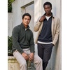image:image2 Pack Mens Fleece Sweatshirt Sweater Half Zip Pullover Long Sleeve CasualSolid Navy Blazer  Charcoal Heather
