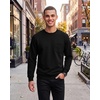 image:image3 Pack Mens Fleece Pocket Sweatshirt Pullover Long Sleeve Shirts SweaterSolid Black  Solid Pine Grove  Solid Northern Droplet