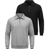 image:image2 Pack Mens Fleece Quarter Zip Sweatshirt Sweater Collared Long Sleeve TopSolid Black  Grey Heather
