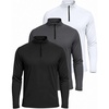 image:image3 Pack Mens Dry Fit Quarter Zip Long Sleeve Athletic Workout Golf ShirtsSet P