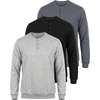 image:image3 Pack Mens Fleece Henley Shirts Long Sleeve Sweatshirt Sweater AthleticSolid Black  Solid Quiet Shade  Grey Heather