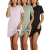 image:image3 Pack Womens Cotton Short Sleeve Nightgown Comfy Nightshirt SleepwearSet 1
