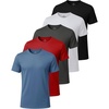 image:image5 Pack Mens Dry Fit Short Sleeve Crew T Shirts Gym Tees Athletic WorkoutSolid Black  Solid Bright White  Charcoal  Solid Poppy Red  Elemental Blue