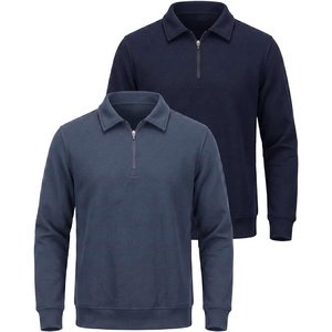 image:image2 Pack Mens Fleece Quarter Zip Sweatshirt Sweater Collared Long Sleeve TopSolid Navy Blazer  Solid Vintage Indigo
