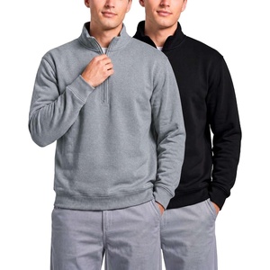 image:image2 Pack Mens Fleece Sweatshirt Sweater Half Zip Pullover Long Sleeve CasualSolid Black  Grey Heather