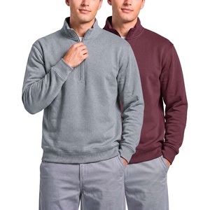 image:image2 Pack Mens Fleece Sweatshirt Sweater Half Zip Pullover Long Sleeve CasualSolid Burgundy  Grey Heather